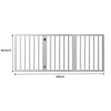Wooden Pet Gate Dog Fence Retractable White 2000x 3MM - Front View
