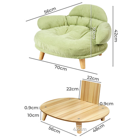 Pawz Elevated Pet Dog Cat Sofa Bed Couch XL Size Green-2006732903886753794