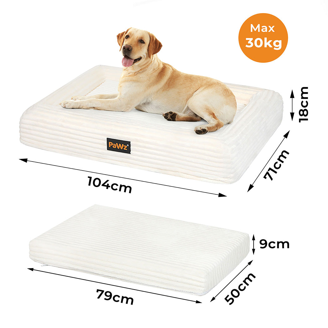 Pawz XL Size Orthopedic Dog Bed with Corduroy Removable Cover Waterproof Washable Beige-2018816827228033026