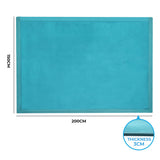 Marlow Coral Velvet Area Rugs Large Mat 150x200cm Blue - Front View