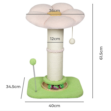 Pawz Cat Scratching Post Flower 61.5cm Cat Tree Tower-2011971128595189762