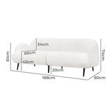 Levede Cloud Sofa 3 Seater Sherpa Fleece White - Front View