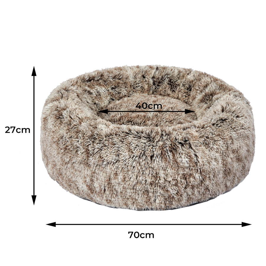PaWz Pet Bed Cat Dog Donut Nest Calming M Brown Medium-2018816726594097154