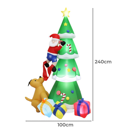 Santaco Inflatable Christmas 2.4M Xmas Tree Santa Claus-1952534170358124546