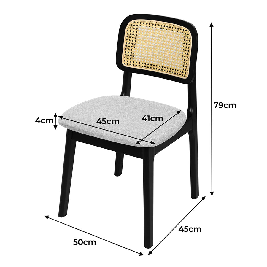 Levede Dining Chair Wood Rattan Armless Black x8-2006732736517246978