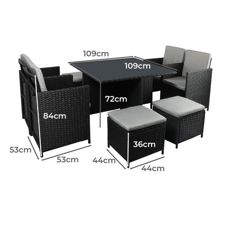 Levede 9PCS Outdoor Table Chair Set-2006733112737927170