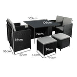 Levede 9PCS Outdoor Table Chair Set - Front View