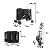 PaWz Pet Stroller Dog Cat Cage Carrier Black-2006733132585373698