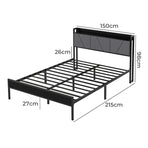 Levede Queen Bed Frame Steel Base with Headboard Grey-2006732773129326594