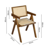 Levede 1x Walnut Wicker Armchair Dining Chair - Front View
