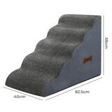 Pawz 5 Steps Pet Stairs Dog Ramp High Density Foam Grey - Front View