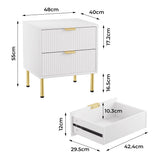 Levede Bedside Table with 2 Drawers White Metal Legs-2006732897205227522
