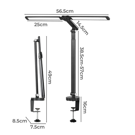 Emitto Double Head LED Desk Lamp Dimmable With Clamp-1954802474728689666