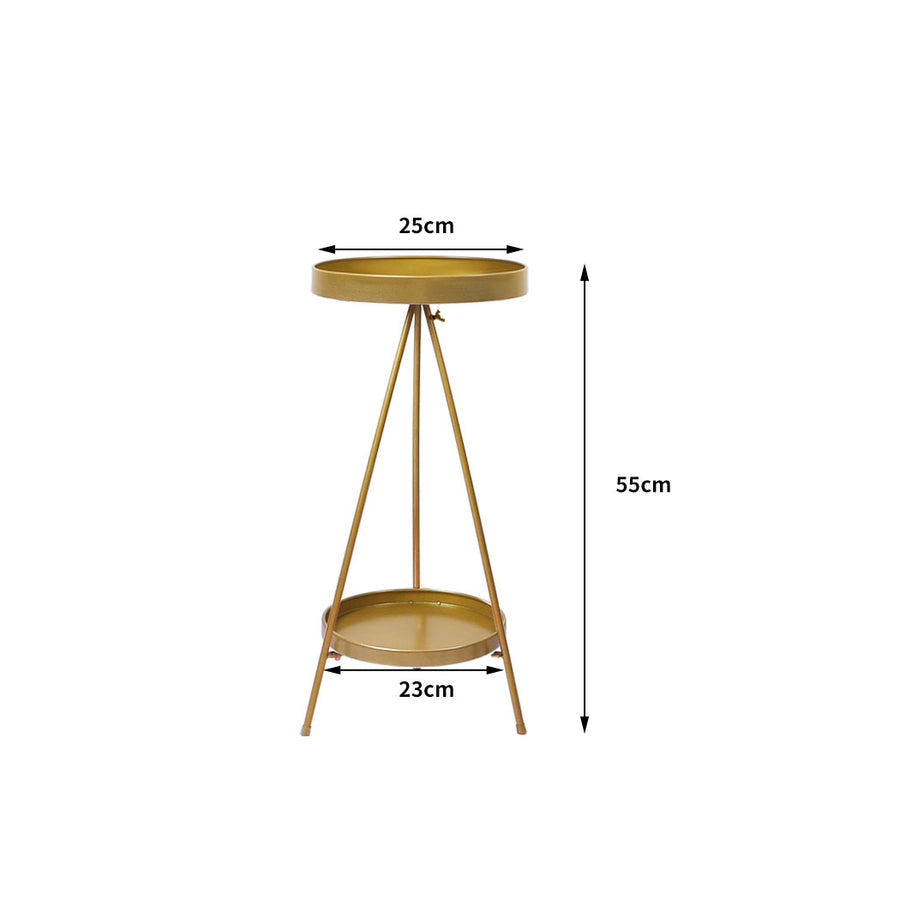 Levede Plant Stand 2 Tiers Outdoor Indoor Gold Medium-2006732933125246978