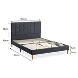 Levede Bed Frame Queen Size Mattress Grey - Front View