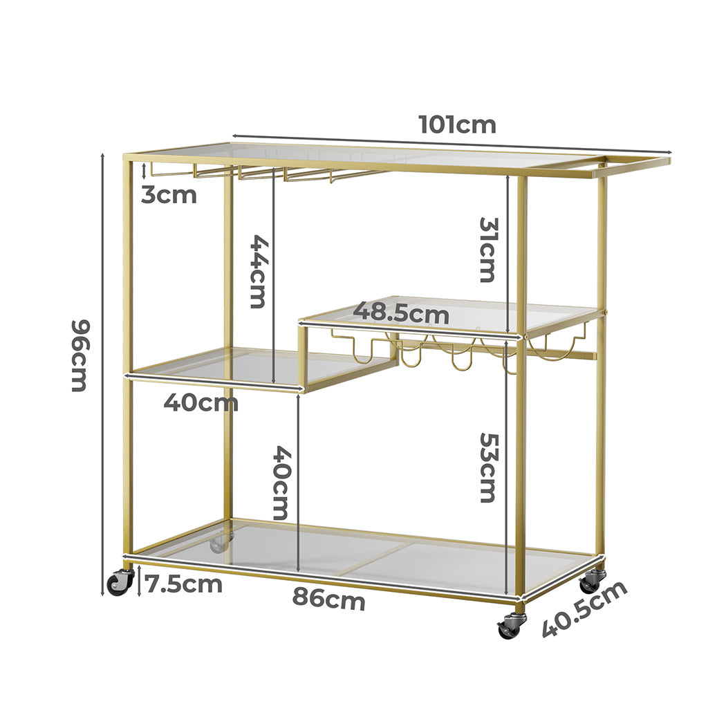 Levede Bar Cart Gold Drinks Serving Trolley 4 Tier-2018816858119081986