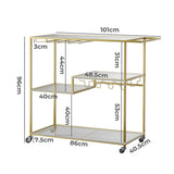 Levede Bar Cart Gold Drinks Serving Trolley 4 Tier-2018816858119081986