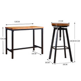 Levede 3pcs Bar Table Barstools Industrial - Front View