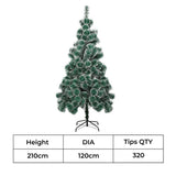 Santaco 2.1M 320 Tips Christmas Tree Full Pine Needle - Front View