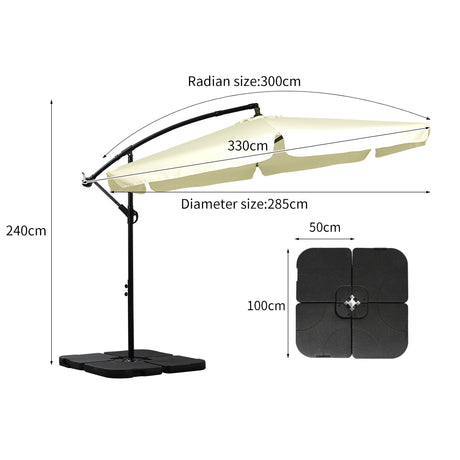Mountview 3M Outdoor Umbrella Beach Beige With Base-1954802877163769858