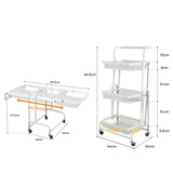 Levede 3 Tier Kitchen Trolley Cart Swivel White Colour - Front View