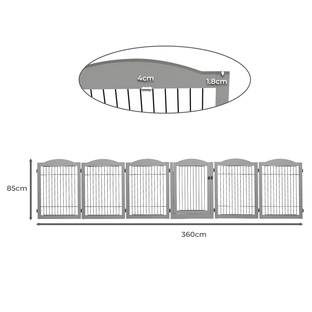 PaWz 6 Panels Pet Dog Playpen Puppy Grey-2006732991824531458