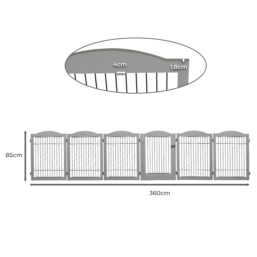 PaWz 6 Panels Pet Dog Playpen Puppy Grey-2006732991824531458