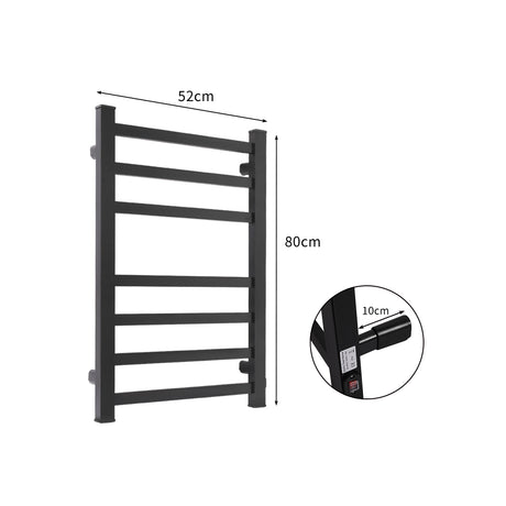 Heated Towel Rail Warmer Rack Wall Mounted Black-2006733186985496578