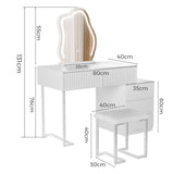 Levede Dressing Table Stool Set with Mirror Led - Front View