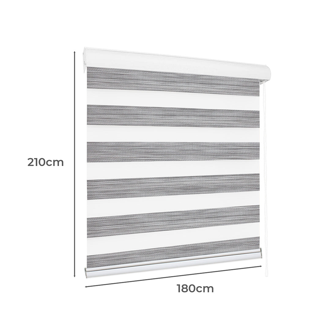 Marlow Blackout Zebra Roller Blind Curtains 180x210 Grey-2018816836891709442