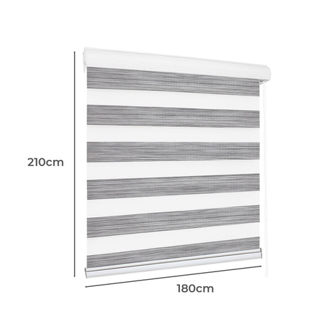 Marlow Blackout Zebra Roller Blind Curtains 180x210 Grey-2018816836891709442