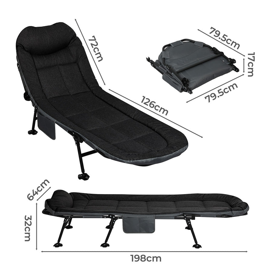 Levede Folding Camping Bed Camp Cots Black-2006732877630410754