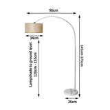 EMITTO Modern LED Floor Lamp Reading Beige - Front View