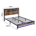 Levede Queen Bed Frame Storage Headboard Industrial-2006732901579886594