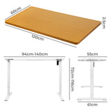 Levede Motorised Standing Desk Height 120cm Natural 800x 1.5MM - Front View