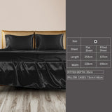 DreamZ Silky Satin Sheets Fitted Double Black - Front View