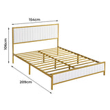 Levede Metal Bed Frame Under Bed Storage Queen Beige - Front View