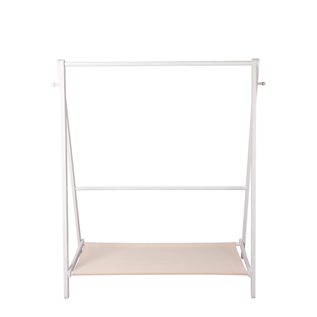 Levede Clothes Rack Wooden Wardrobe White-2006733282632404995