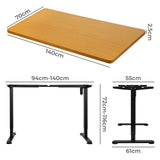 Levede Motorised Standing Desk Adjustable 140cm Natural 1000x 1MM - Front View