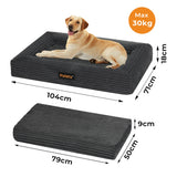 Pawz XL Size Orthopedic Dog Bed with Corduroy Removable Cover Waterproof Washable Grey-2006732714845278210