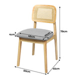 Levede Dining Chair Wood Rattan Armless Natural x4 - Front View