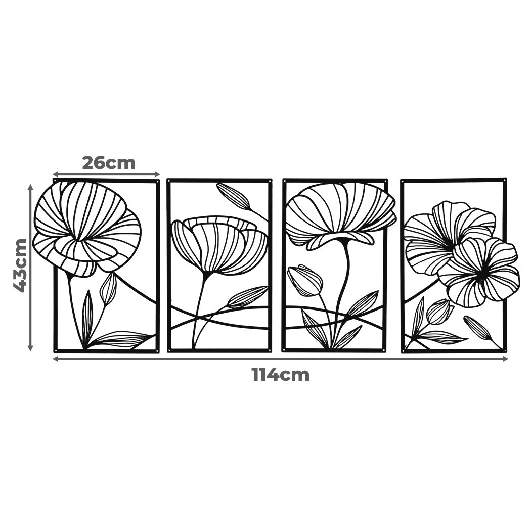 Yezi Metal Wall Art 4Pcs Floral Minimalist Line Decor-2006732700534312962