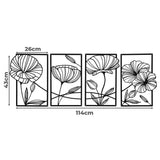 Yezi Metal Wall Art 4Pcs Floral Minimalist Line Decor - Front View