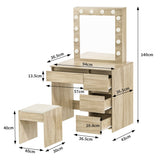 Levede Dressing Table Stool Set Makeup Mirror Led - Front View