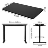 Levede Motorised Standing Desk Adjustable 140cm Black 1000x 1MM - Front View