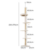 Pawz Cat Tree Tower Scratching Post Scratcher 230-275cm - Front View