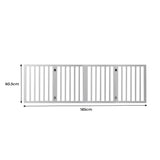 Wooden Pet Gate Dog Fence Retractable White 600x 3MM - Front View