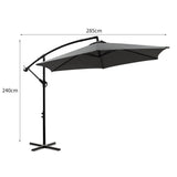Mountview 3M Outdoor Umbrella Cantilever Grey Without Base - Front View