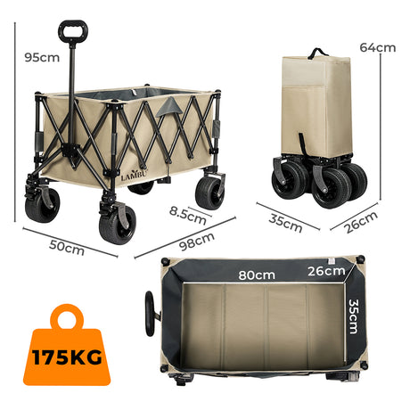 Lambu Folding Wagon Cart Khaki-2006732894487318530