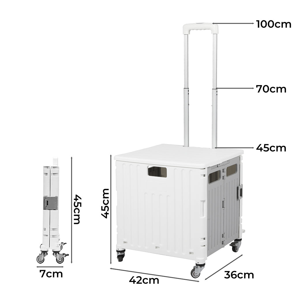 Folding Shopping Trolley Cart Portable Beige-1954802609462317058